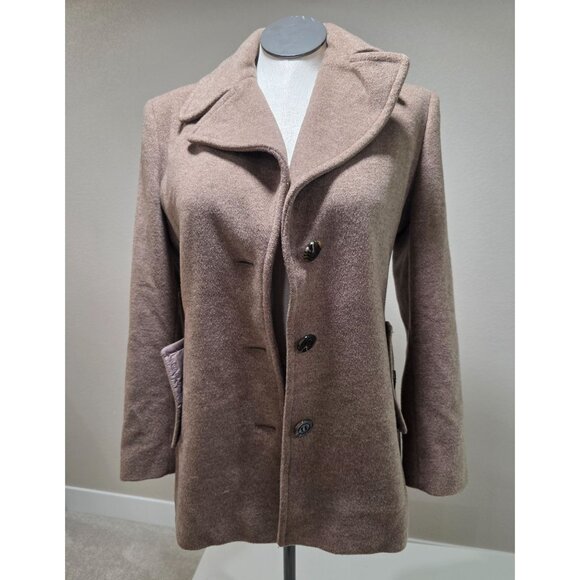 Womens Medium Brown Wool-Blend Coat With Decorative Buttons & Two Side Pockets - Picture 2 of 13